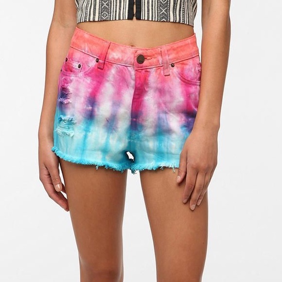 BDG High-rise Cheeky Tie Dye Shorts - Picture 1 of 6